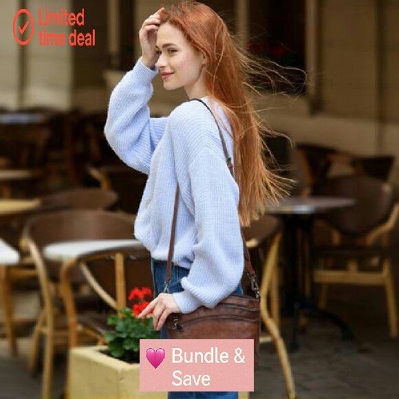 Leather Crossbody Bag with Multiple Pockets, Adjustable Straps, Travel Ready - Picture 5 of 8